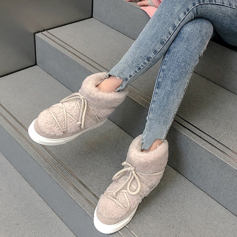 Naples Dames Wol Suède Enkellaars - Beige