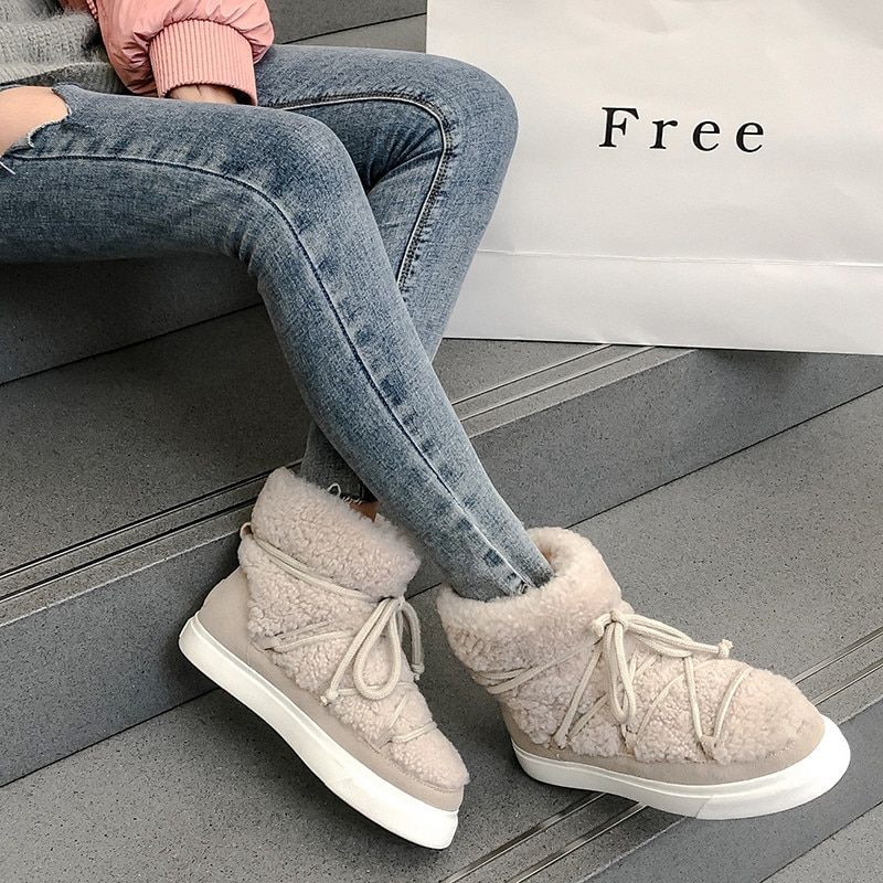 Naples Dames Wol Suède Enkellaars - Beige