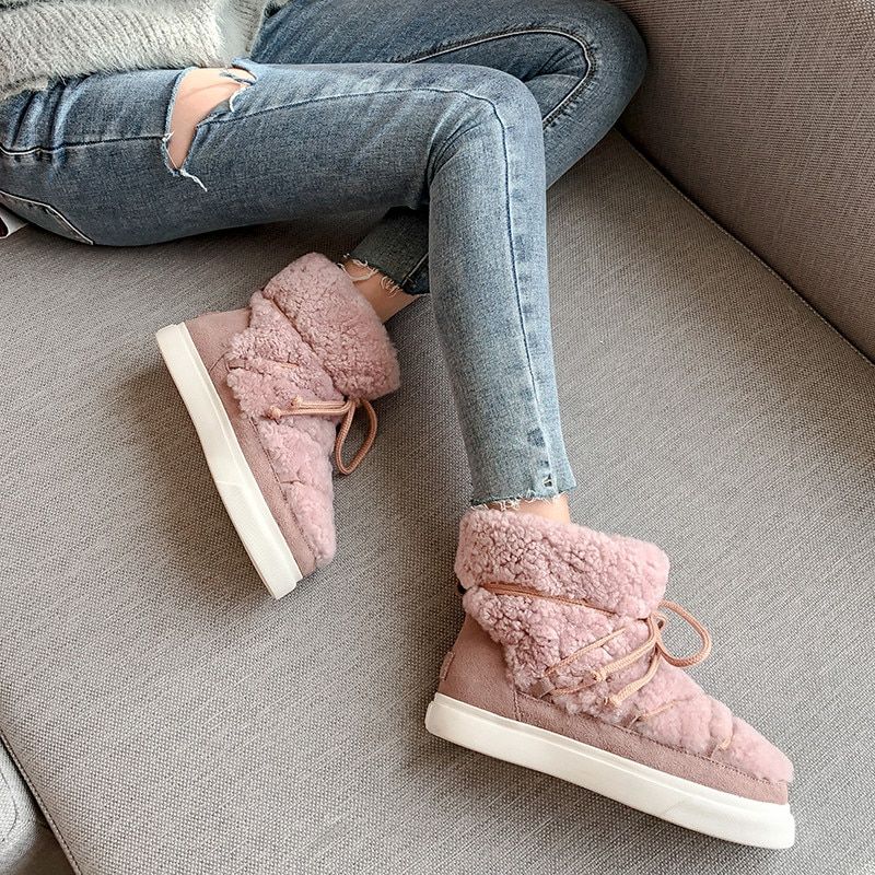 Naples Dames Wol Suède Enkellaars - Beige