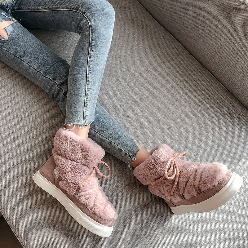 Naples Dames Wol Suède Enkellaars - Beige