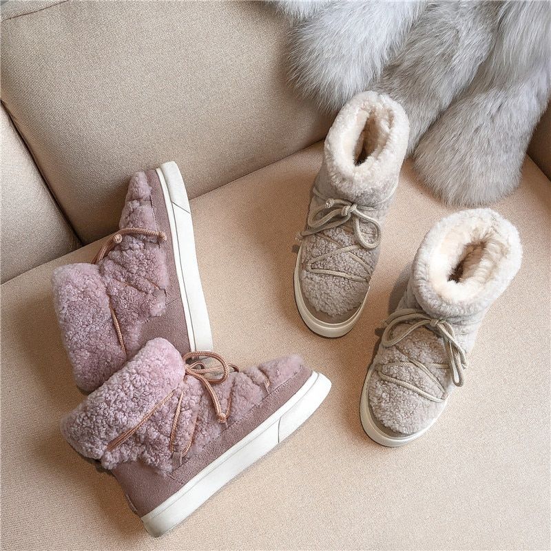 Naples Dames Wol Suède Enkellaars - Beige