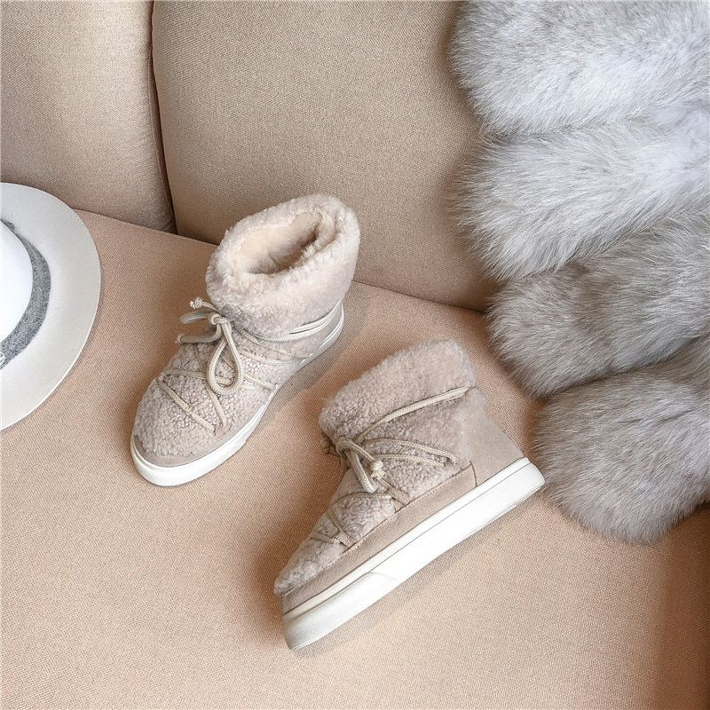Naples Dames Wol Suède Enkellaars - Beige