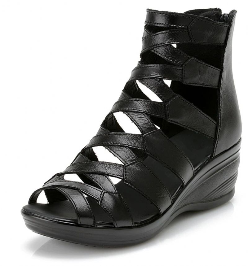 Nardy Dames Comfort Wedge Sandaal - Zwart