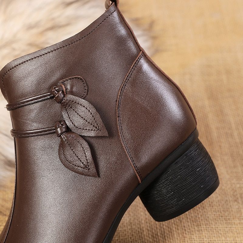 Nashi Dames Comfortabele Leren Enkellaarsjes - Zwart