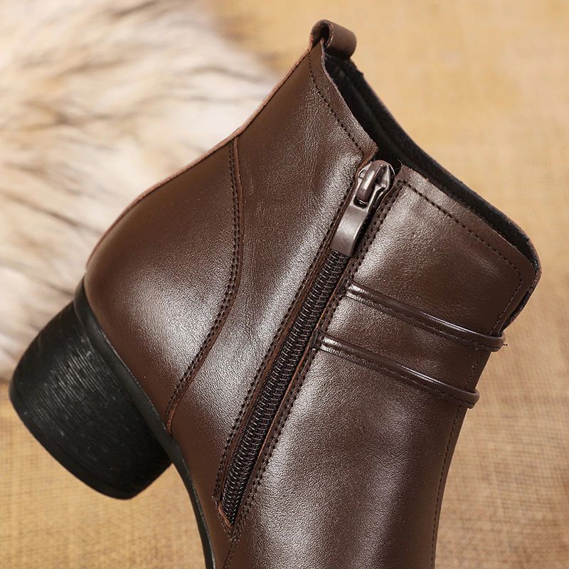 Nashi Dames Comfortabele Leren Enkellaarsjes - Zwart