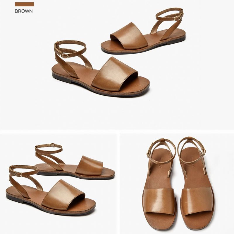 Natalia Dames Designer Mode Leren Sandaal - Bruin