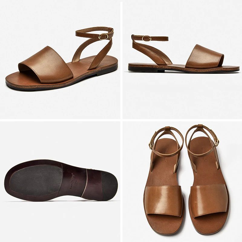 Natalia Dames Designer Mode Leren Sandaal - Bruin