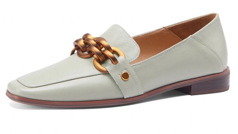 Natalia Dames Platte Leren Mocassin Schoenen - Groen