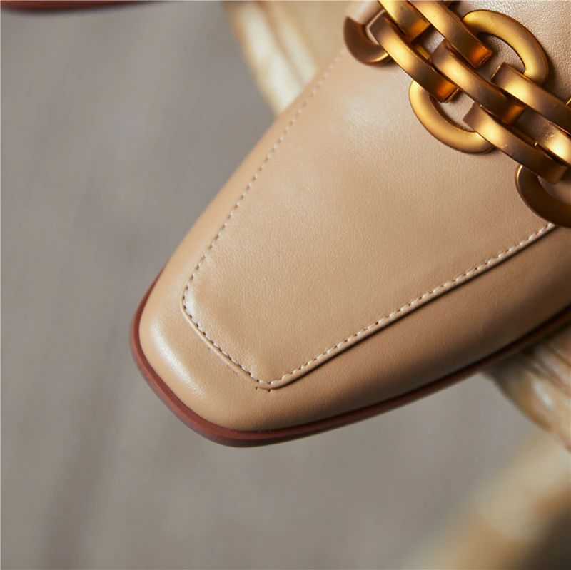 Natalia Dames Platte Leren Mocassin Schoenen - Groen