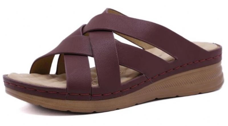 Naty Dames Antislip Zomer Wedge Sandaal - Bruin