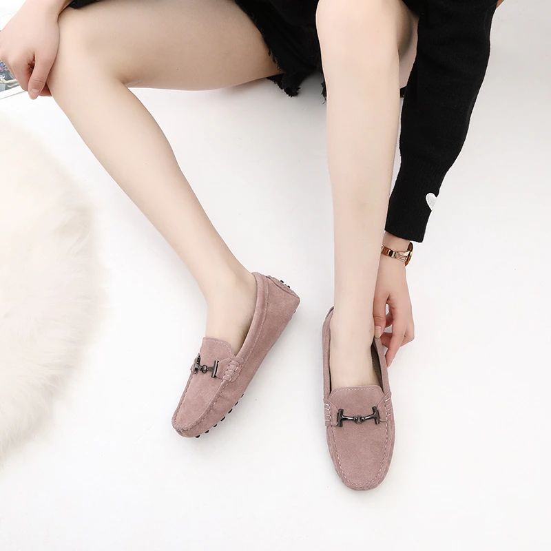 Nayah Dames Leren Driving Zwarte Loafer - Zwart