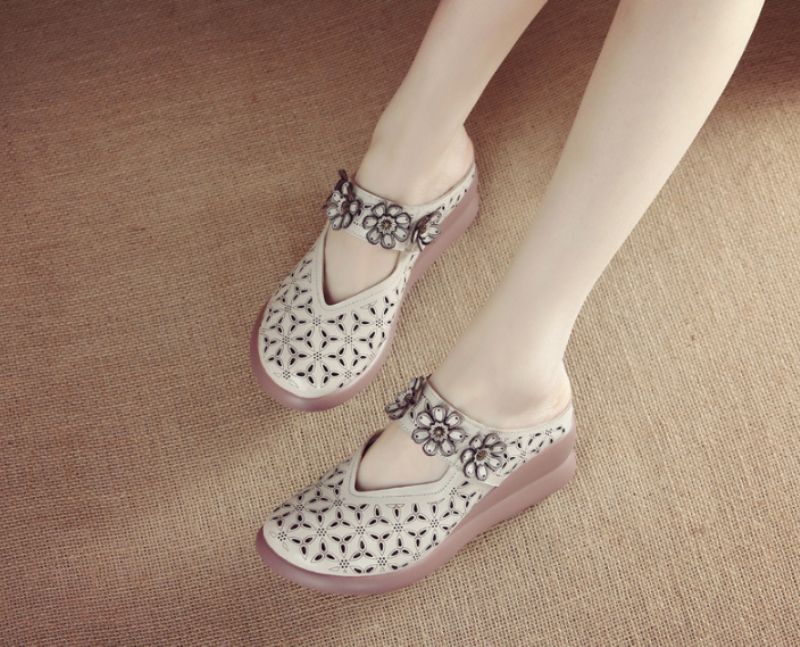 Nelva Dames Wedges Sandaal - Wit
