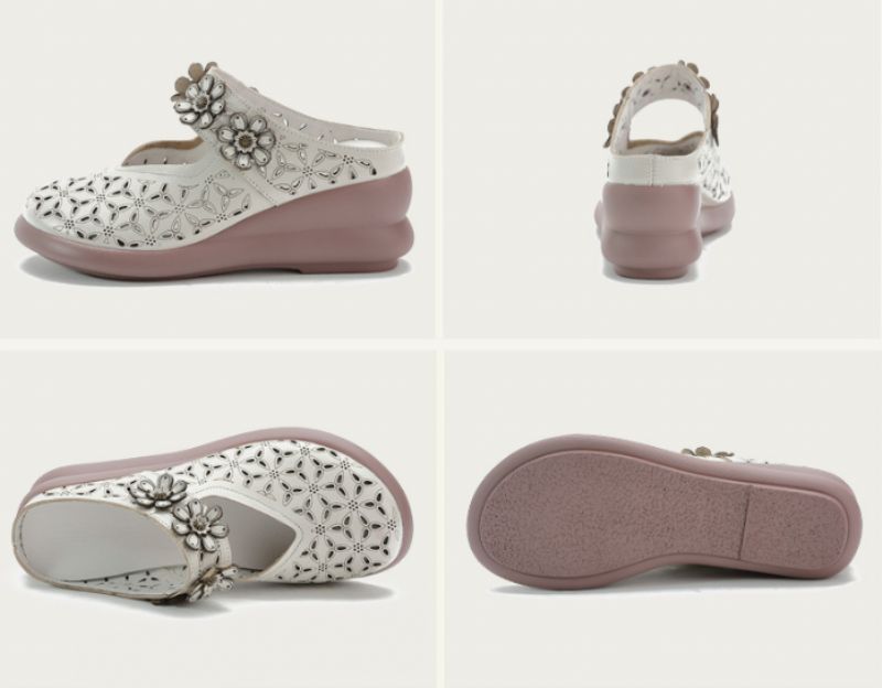 Nelva Dames Wedges Sandaal - Wit