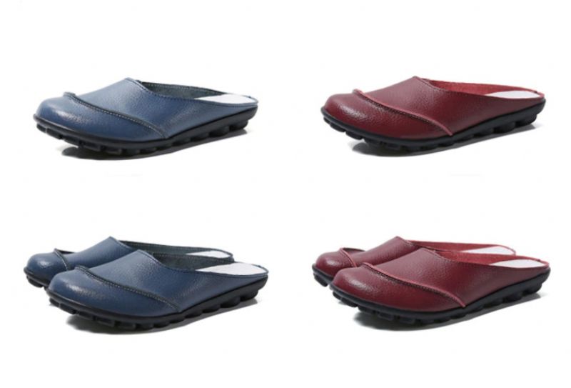 Neuris Dames Muiltjes Platte Schoenen - Wijnrood