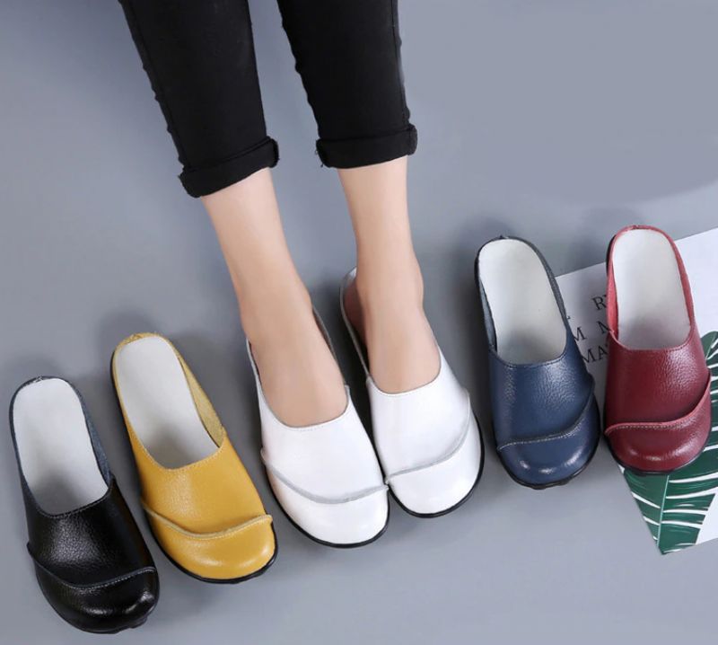 Neuris Dames Muiltjes Platte Schoenen - Wijnrood