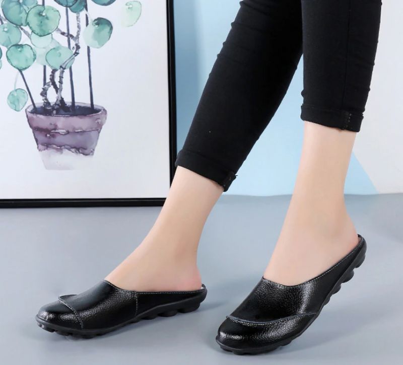 Neuris Dames Muiltjes Platte Schoenen - Wijnrood