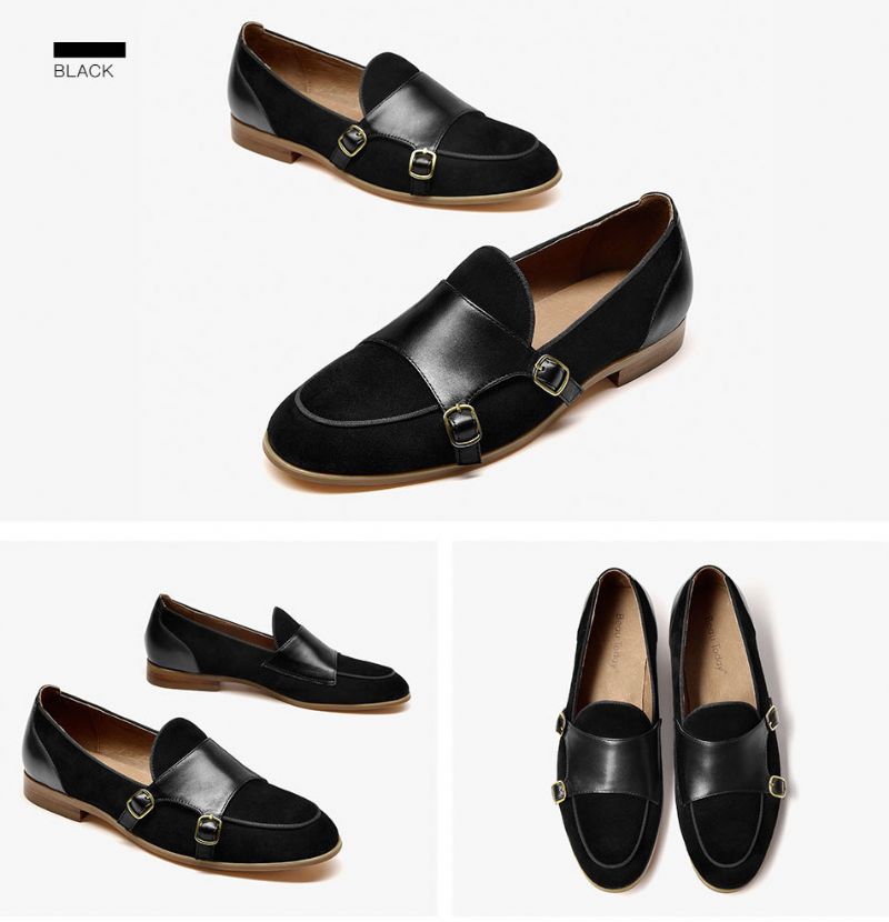 Neva Dames Leren Zwarte Loafer Schoenen - Zwart