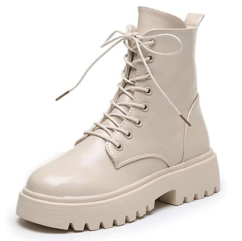 Nico Laarzen Enkelhoogte - Beige met bont