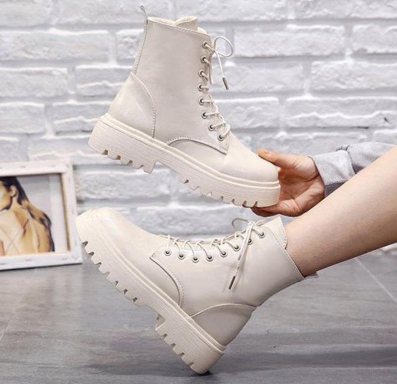 Nico Laarzen Enkelhoogte - Beige met bont