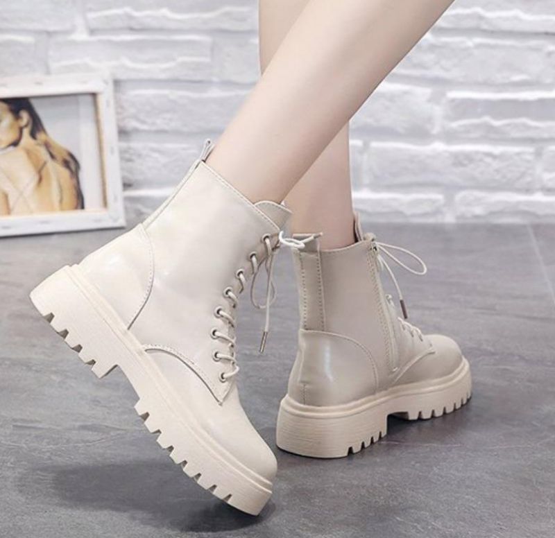 Nico Laarzen Enkelhoogte - Beige met bont