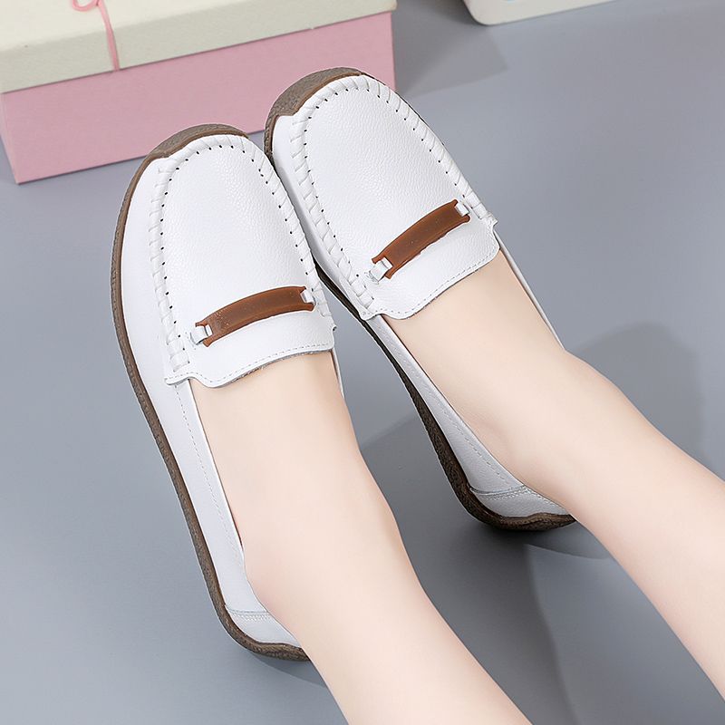 Nicolina Dames Ademende Leren Loafer Zwarte Schoenen - Zwart Hol