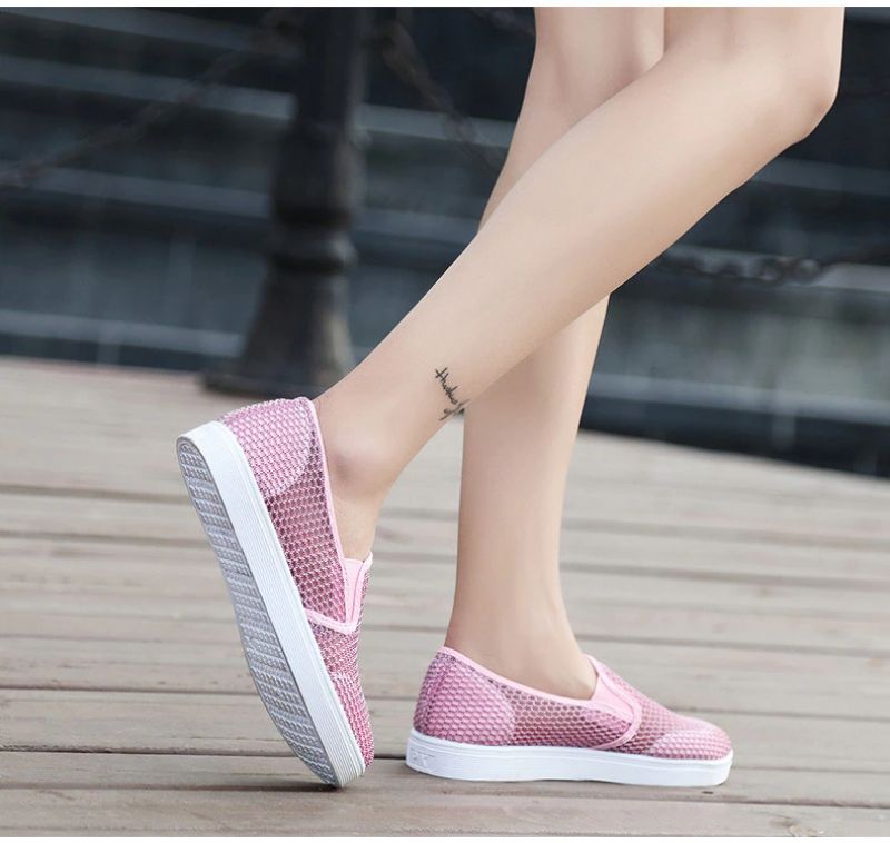 Ninel Dames Mode Platte Ademende Loafers Schoenen - Roze