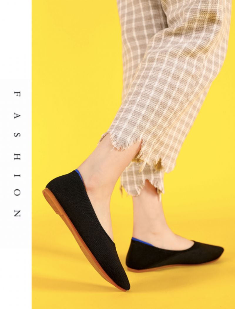 Ninsar Dames Platte Zwarte Schoenen - Zwart