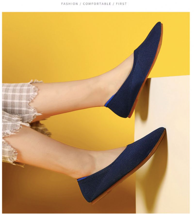 Ninsar Dames Platte Zwarte Schoenen - Zwart