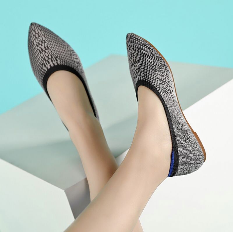 Ninsar Dames Platte Zwarte Schoenen - Zwart