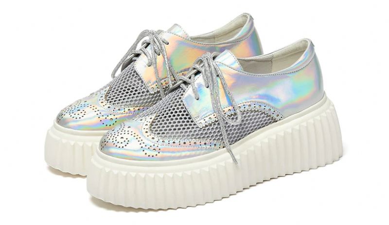 Nix Dames Platform Oxford Schoenen - Zilver