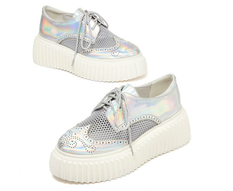 Nix Dames Platform Oxford Schoenen - Zilver