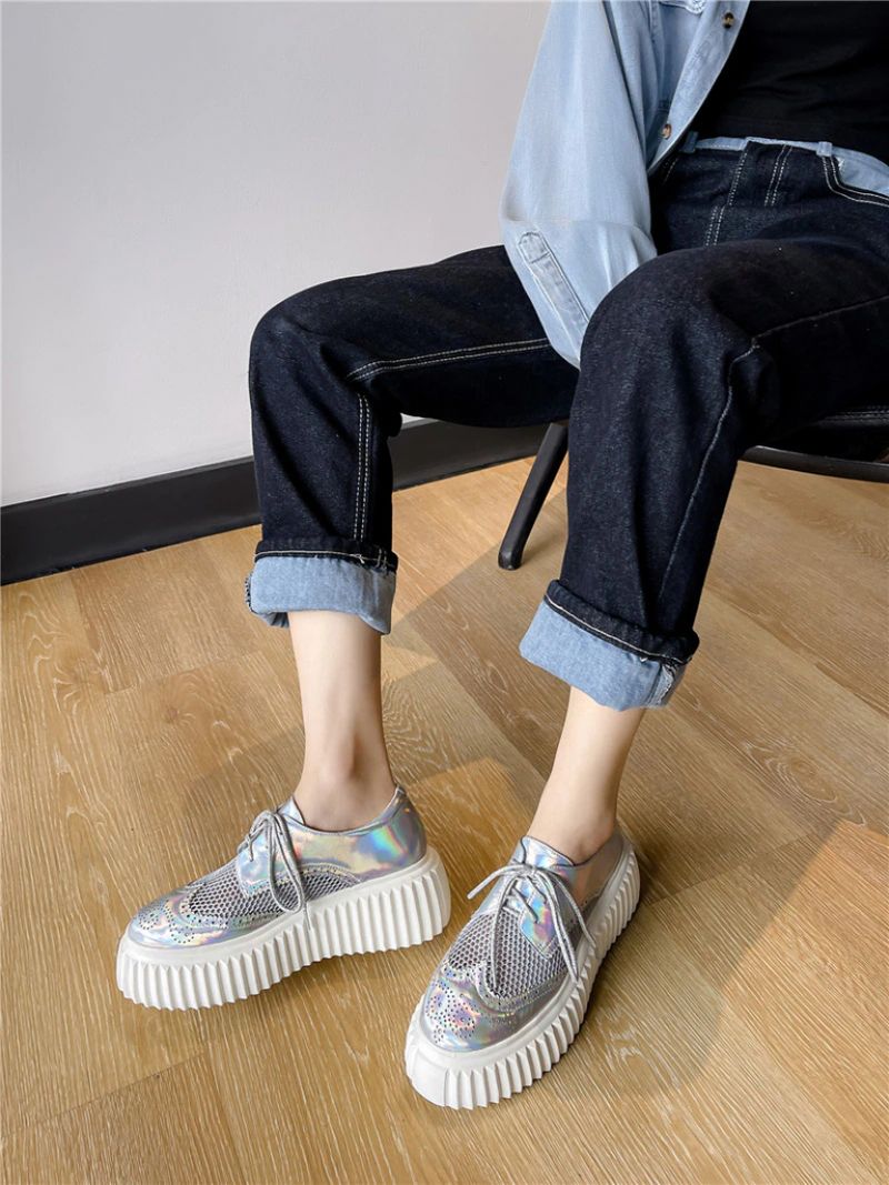 Nix Dames Platform Oxford Schoenen - Zilver