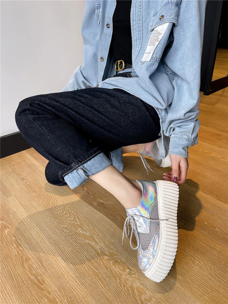 Nix Dames Platform Oxford Schoenen - Zilver