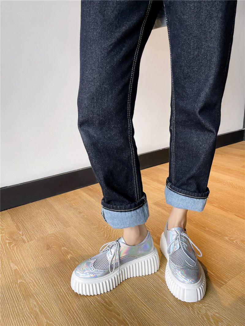 Nix Dames Platform Oxford Schoenen - Zilver
