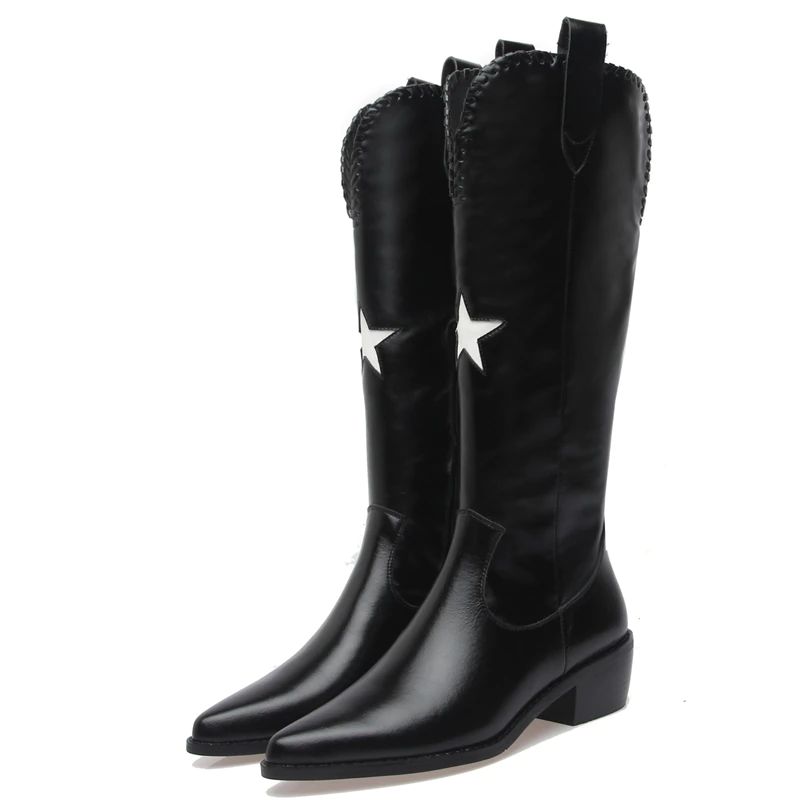 Noah Dames Herfst Winter Kniehoge Laarzen - Zwart Zonder Bont