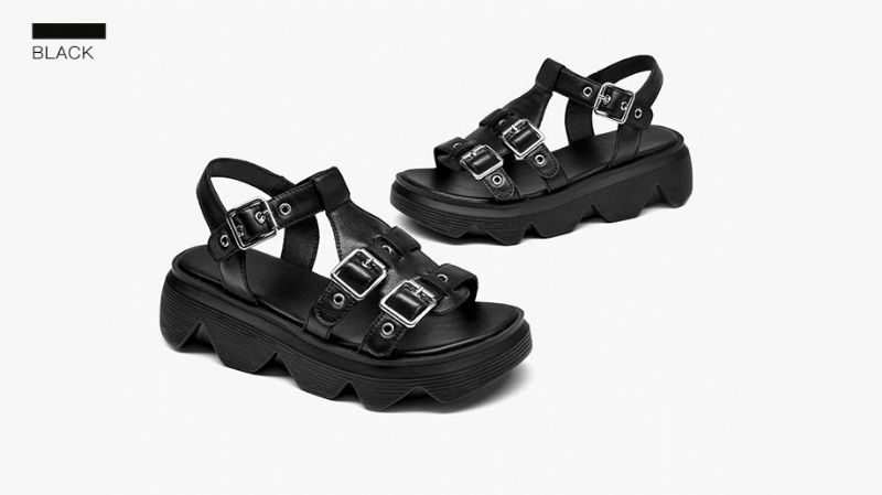 Noel Dames Platform Sandaal - Zwart