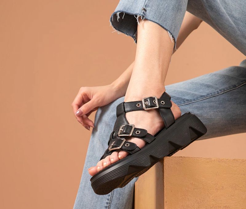Noel Dames Platform Sandaal - Zwart