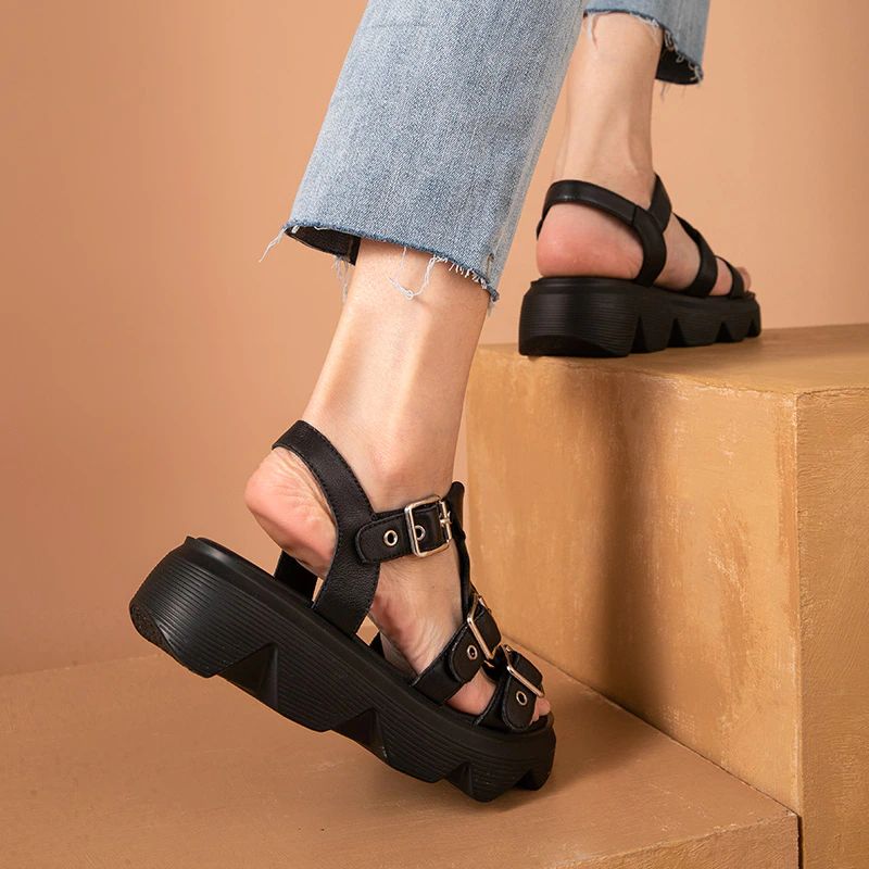Noel Dames Platform Sandaal - Zwart