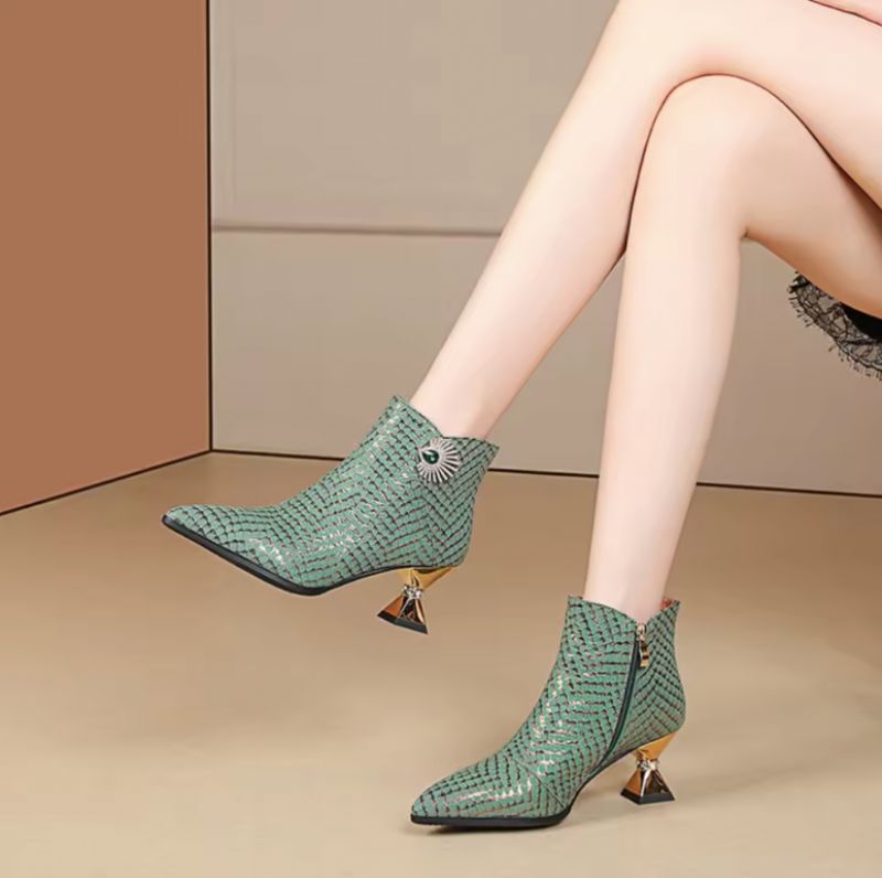 Noriel Dames Elegante Zijrits Warme Enkellaarsjes - Groen Kristal