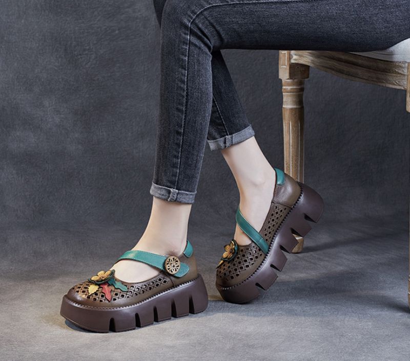 Noris Dames Zomer Hollow Out Platform Schoenen - Koffie