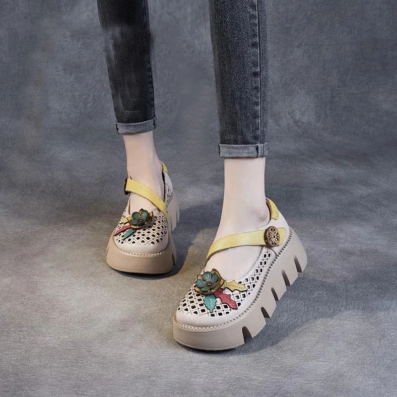 Noris Dames Zomer Hollow Out Platform Schoenen - Koffie