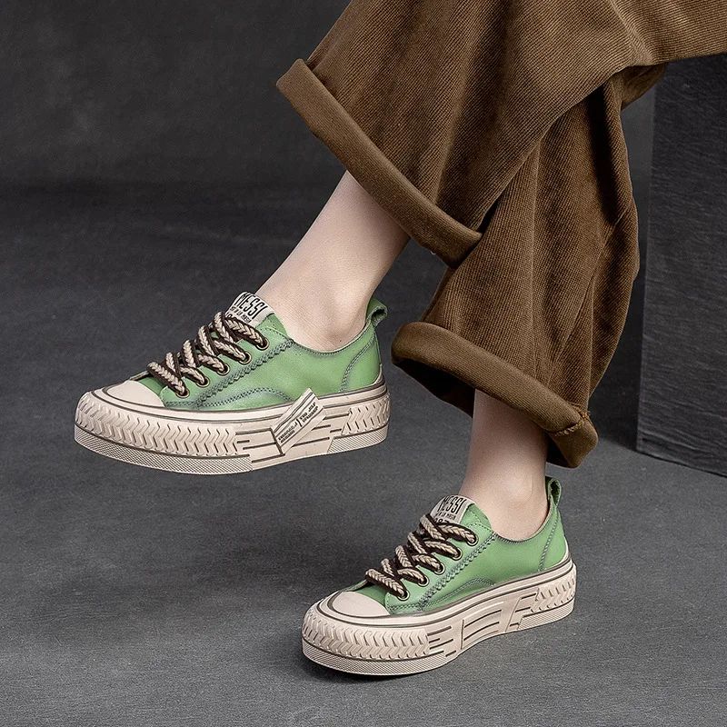 Norys Dames Comfortabele Veter Sneakers - Groen