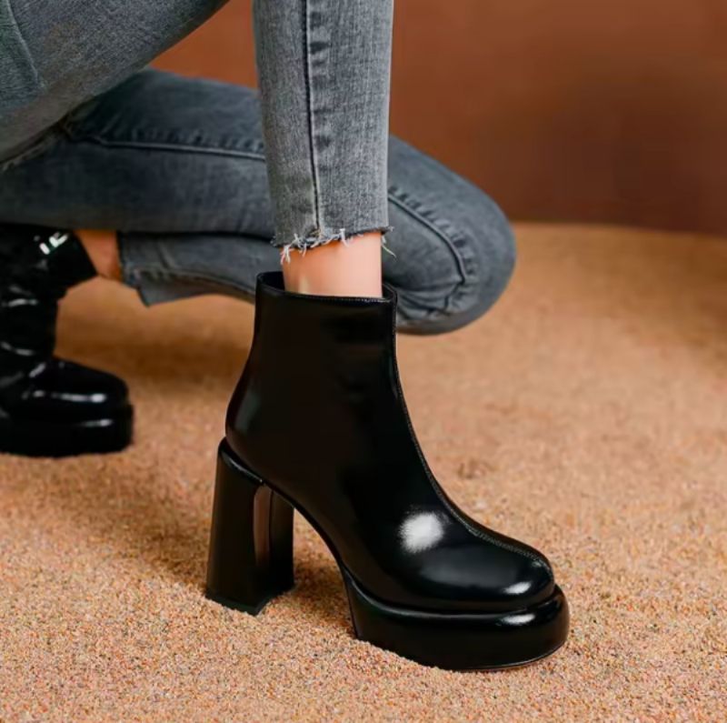 Norys Dames Platform Dress Boots - Zwart