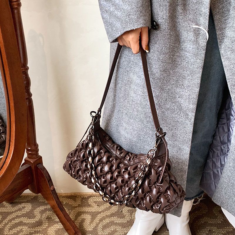 Ohana Dames Retro Geplooide Handtas - Zwart