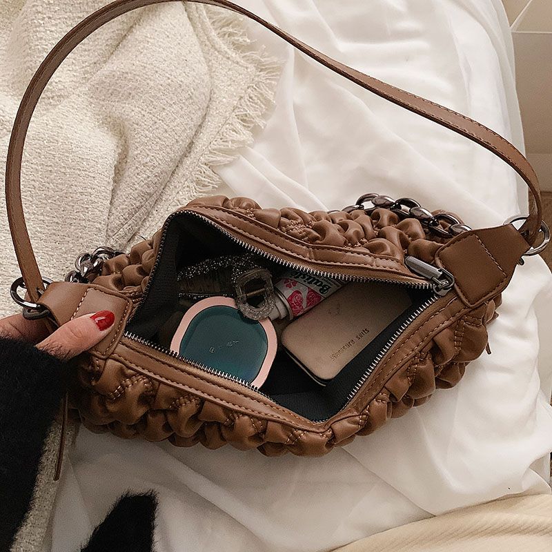 Ohana Dames Retro Geplooide Handtas - Zwart