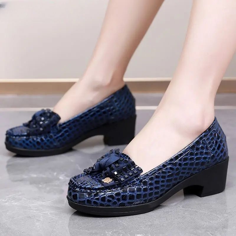 Olaya Dames Vierkante Hak Pumps - Blauw