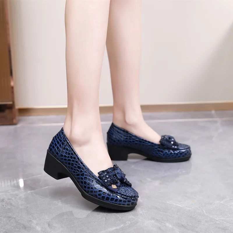 Olaya Dames Vierkante Hak Pumps - Blauw