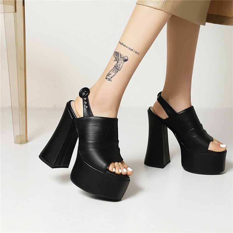 Olena Dames Platform Hakken - Zwart