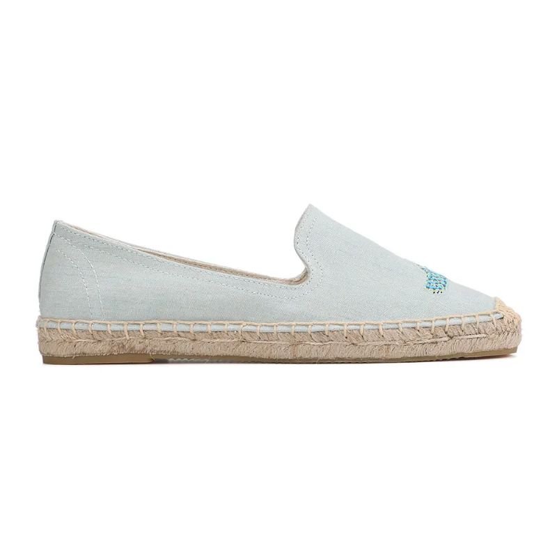Olga Dames Borduurwerk Espadrilles - Hemelsblauw