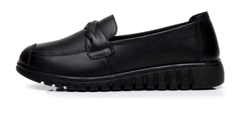 Olga Dames Casual Leren Loafer Schoenen - Zwart